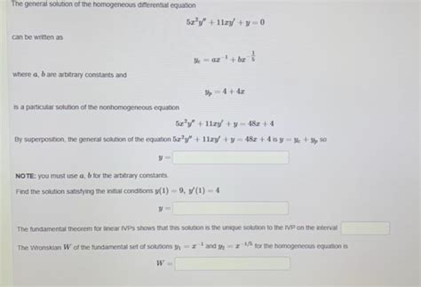 Solved The General Solution Of The Homogeneous Differential Chegg