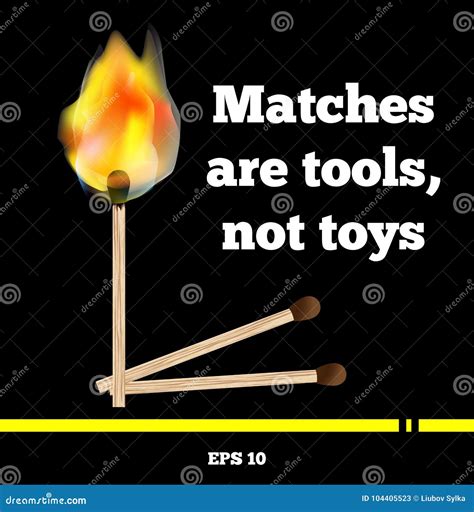 Lit Matchstick Burning Matchstick Vector Art Illustration