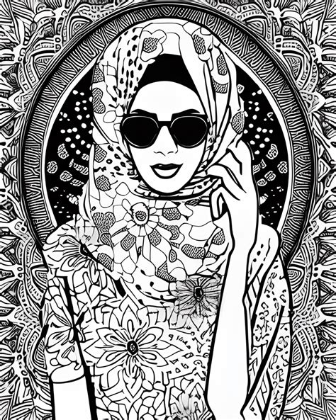 Beautiful Modern Muslim Woman Coloring Page Creative Fabrica