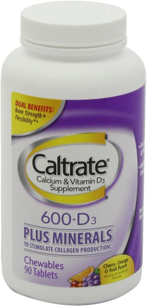 Caltrate Calcium And Vitamin D3 Supplement 600 D3 Plus Minerals Chewable