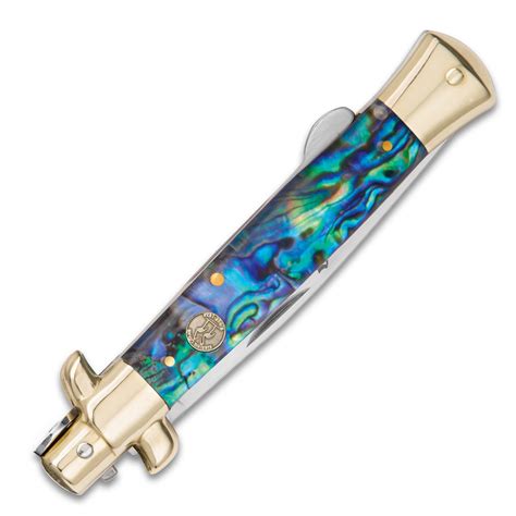 Kissing Crane Genuine Abalone Stiletto Pocket Knife