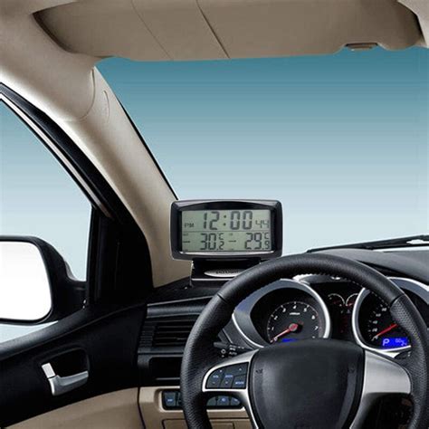 Draagbare In Auto Auto Thermometer Klok Lcd Display Gauge Indoor