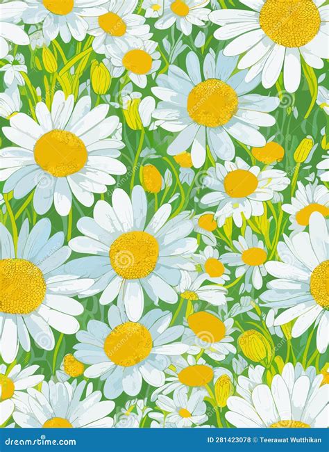 Daisy Flower Vector Pattern Illusration Floral Background Stock Photo