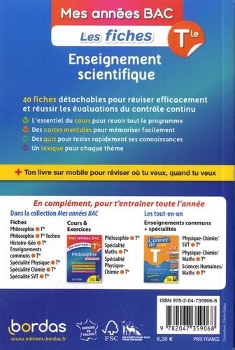 Les Fiches Enseignement Scientifique Tle De Fabien Aoustin Poche