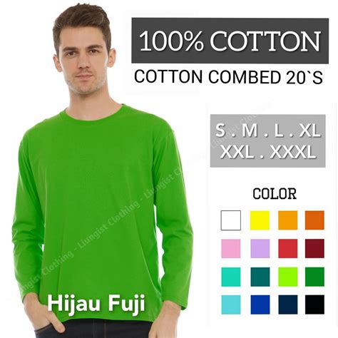 Jual Kaos Polos Panjang Combed S Hijau Fuji Cotton Baju