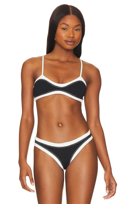 Aquamanile Two Tone Bikini Top In Black White Revolve