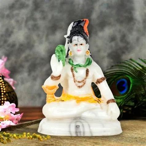 White Painted Lord Shiv Shankar Marble Statue For Worship Size X