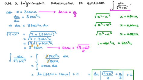 Question Video Integration By Trigonometric Substitution Nagwa