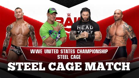 WWE STEEL CAGE MATCH RANDY ORTON JOHN CENA ROMAN REIGNS BATISTA