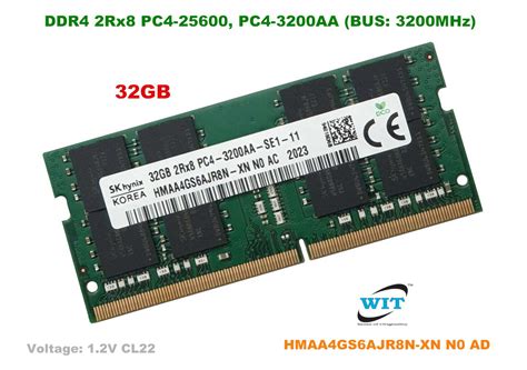 32gb Ddr4 2rx8 Pc4 25600 Pc4 3200aa Bus 3200mhz Sk Hynix Model