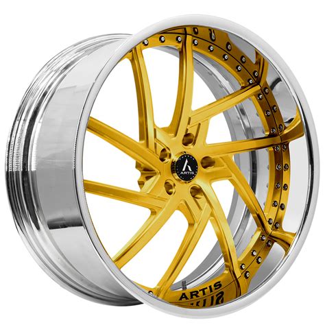 22 Artis Forged Wheels Fairfax Gold With Chrome Lip Rims Atf124 7