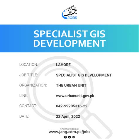 Specialist Gis Development Job The Urban Unit Jobs In Lahore 41498