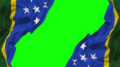 Solomon Islands Flag Waving On Sides Isolated With Bump Texture 3d Rendering Green Screen