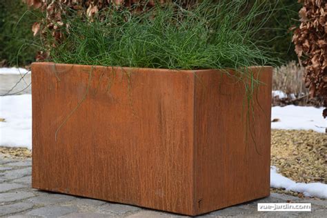 Jardini Re Bac Fleurs Rectangulaire Rectangular Corten Paysager