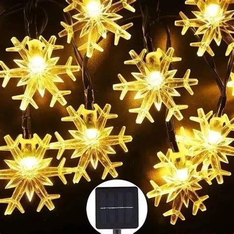 Guirnalda Luces Led Copos De Nieve Navidad Decoracion Solar Cuotas