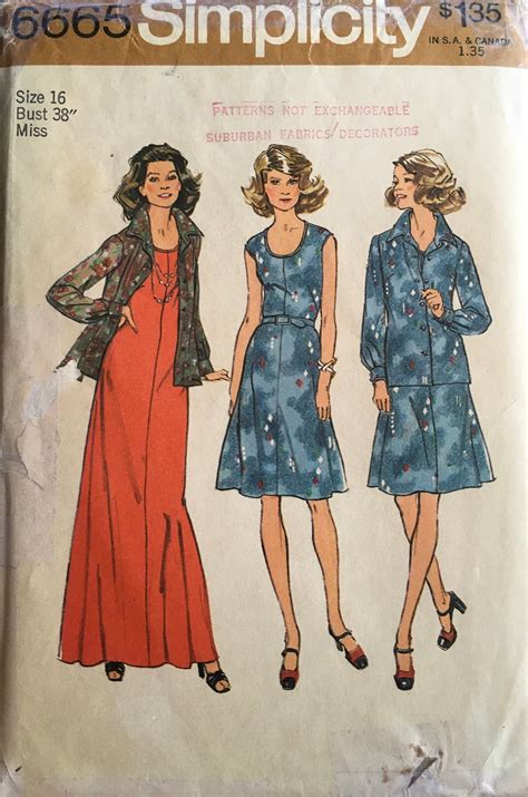 Simplicity 6665 Sewing Pattern Vintage Uncut By Anapaclothing On Etsy 70s Sewing Patterns