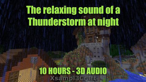 Rain And Thunderstorm At Night 10 Hours 3D Audio Minecraft ASMR