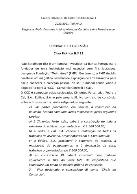 Casos Direito Comercial I Contrato De Concess O Casos Pr Ticos