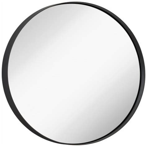 Hamilton Hills Black Round Mirror Brushed Metal Framed Classic