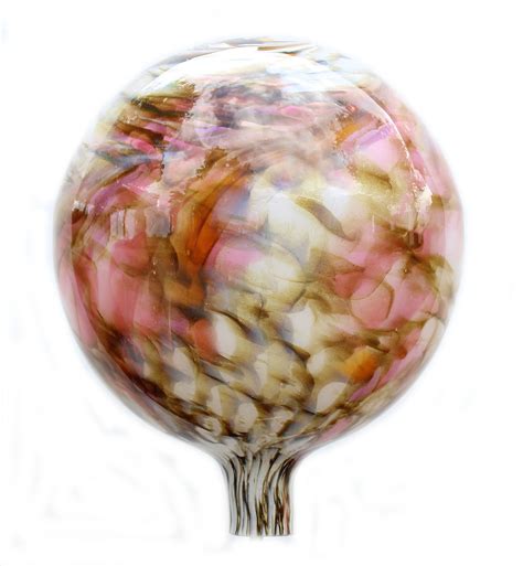 Pink Marbled Gazing Ball Glass 12 Inch Iron Elegance