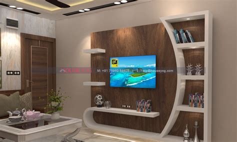 Curved Tv Unit Design For The Living Space by Houseyog