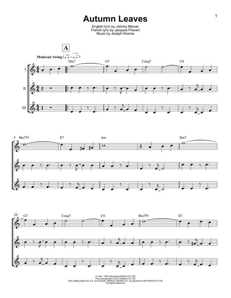 Autumn Leaves By Johnny Mercer Sheet Music For Ukulele Ensemble At