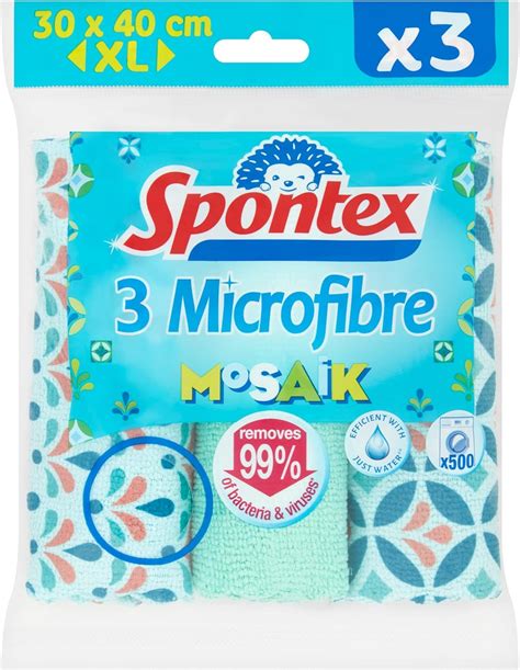 Spontex 3 Mosaik Microfibre Cloths 40 X 30 Cm Cleaning Cloths Amazon