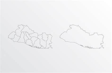 Premium Vector Black Outline Vector Map Of El Salvador With Regions