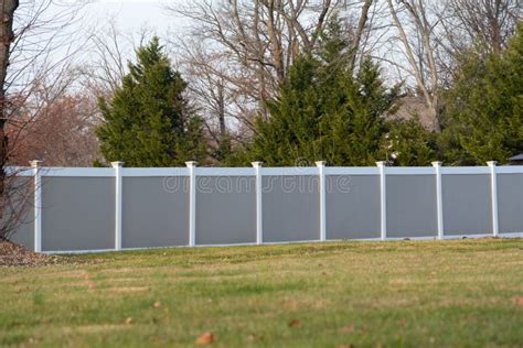 Gray Vinyl Fence Outdoor Grass Nature Stock Photo - Image of windows ...