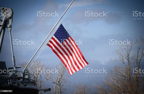 American Flag At Half Mast Stock Photo - Download Image Now - American ...