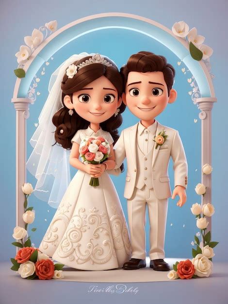 Premium AI Image Bride Groom Cartoon