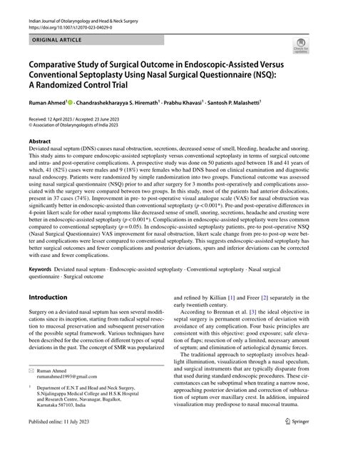 Pdf Comparative Study Of Surgical Outcome In Endoscopic Assisted