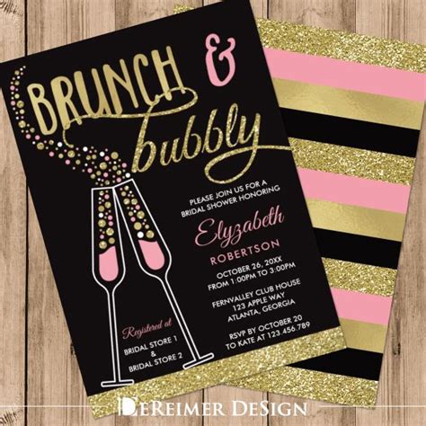 Brunch And Bubbly Bridal Shower Invite Faux Gold Invitation Zazzle Brunch Bubbly Bridal