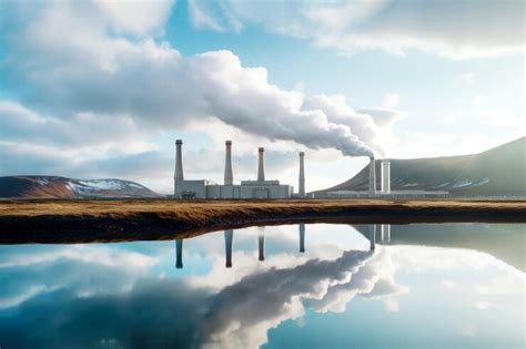 Paisaje De Energías Limpias Energía Geotérmica A Cielo Abierto Tuberías Tecnología Y Naturaleza