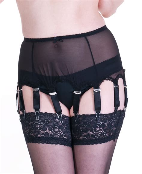 082 14 STRAP SHEER POWERNET SUSPENDER BELT Revival Lingerie