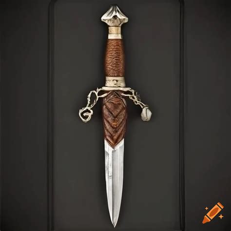 Silver Double Bladed Dagger With Leather Wrapped Shaft