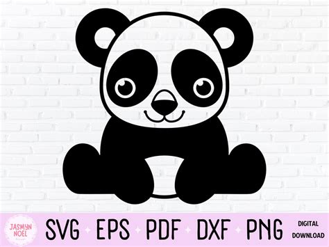 Cute Panda Bear Outline Clipart Png And Svg Cut File Design Etsy