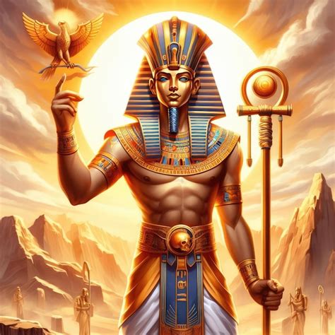 Ilustración de la mitología egipcia de Amon Ra Imagen Premium