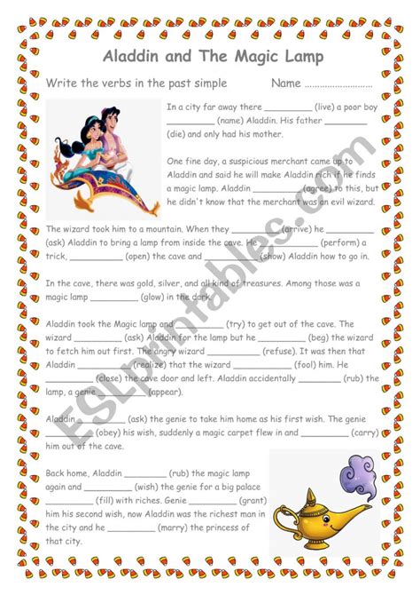 Past Simple Aladdin Regular Verbs Esl Worksheet By Angela Panoutsopoulos