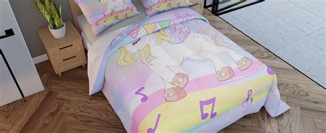 Feelyou Unicorn Comforter Set For Girls Twin Size Cute