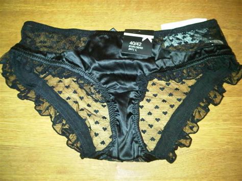 Black Satin And Lace Panties Size Xl Ladies Knickers Full Bum Wow For Sale From London England