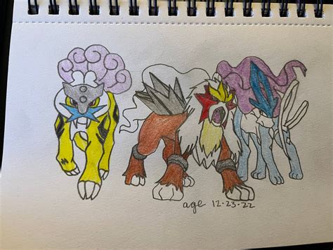 Pokemon Legendary Dogs Drawing by OneFootedPhoenix on DeviantArt