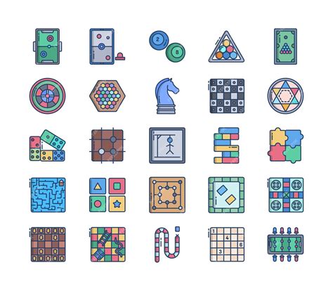 Conjunto De Iconos De Juegos De Mesa Vector Premium