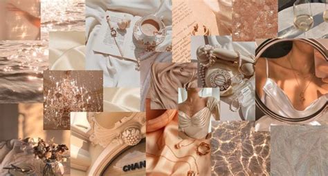 A Collage Of Many Different Images With Gold And White