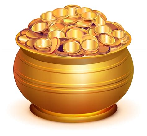 Premium Vector Gold Pot Full Of Gold Coins