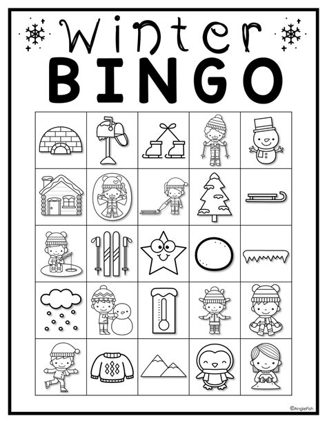 Winter Bingo Printable Bingo Cards Bingo Game Download Bingo Cards For