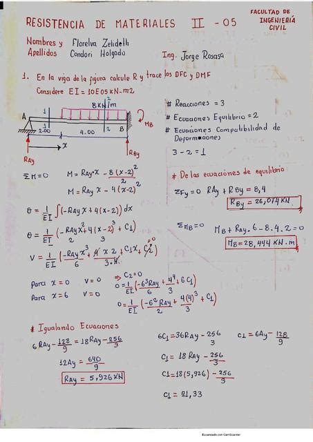Ejercicios Resueltos Resistencia De Materiales Zelideth Condori Udocz