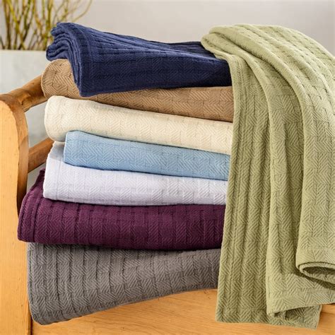 Basket Weave All Season 100 Cotton Thermal Woven Blanket Ivory Full