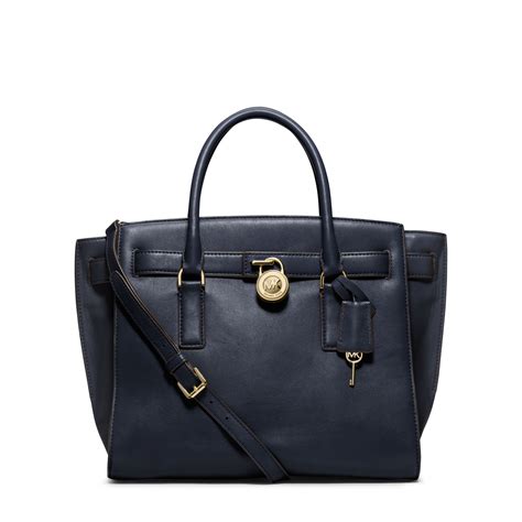 Michael Kors Hamilton Traveler Large Leather Satchel In Blue Lyst