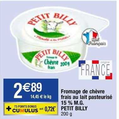 Promo Fromage De Ch Vre Frais Au Lait Pasteuris M G Petit Billy